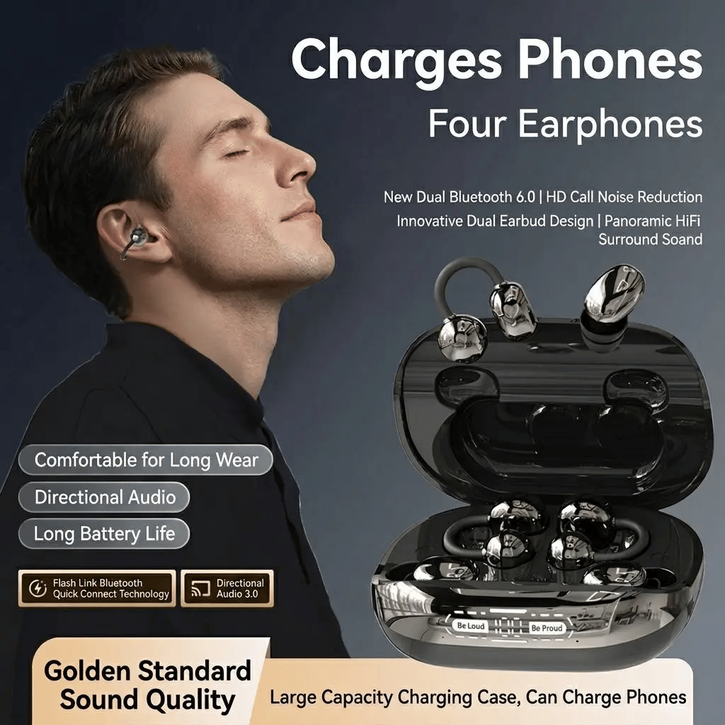 3-in-1 Bluetooth Wireless Earbuds with Chargeable Power Bank Case