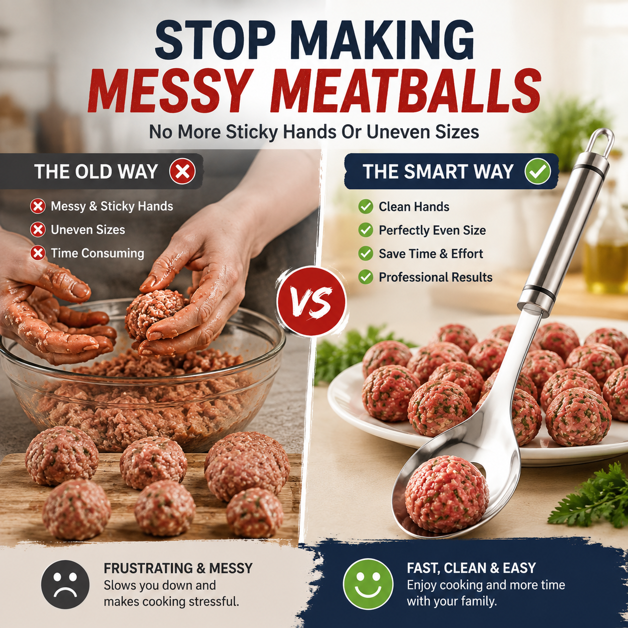 🍝 Stainless Steel Meatball Maker Spoon – Make Perfect Meatballs Without Messy Hands