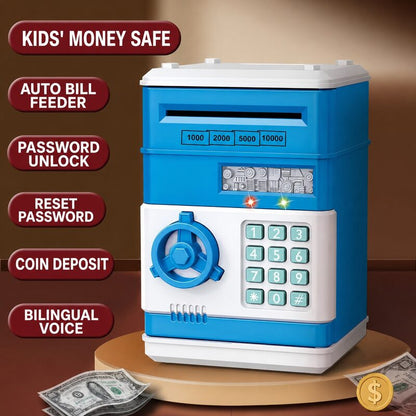 Kids’ Electronic ATM Piggy Bank – Password Money Safe with Automatic Bill Feeder