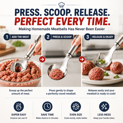 🍝 Stainless Steel Meatball Maker Spoon – Make Perfect Meatballs Without Messy Hands