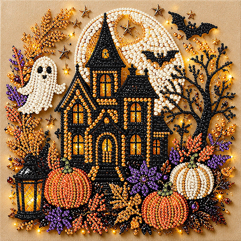Halloween Pearl Art DIY Kit – Turn Tiny Pearls into Spooky-Cute Magic (Size:7.87in*7.87in)