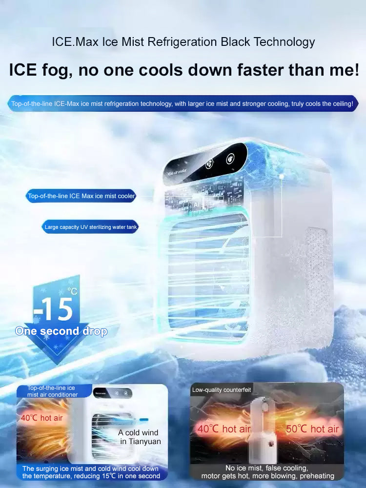 ❄️ 【The Ultimate Summer Energy-Saver (90% Savings)】 Wall-mountable, wireless, portable air cooler—rapid cooling with icy mist in just 3 seconds🧊
