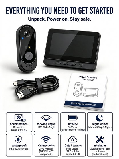 【24h Monitoring】GuardianShield Military-Grade AI Voice-Changer Doorbell - Lifetime Subscription-Free Cloud Storage 🛡️