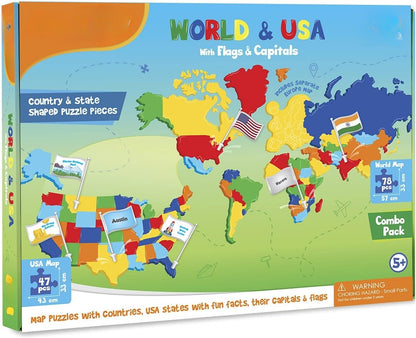 🔥Last Day 49% OFF - 🌍 World Map & USA Map Puzzle Set