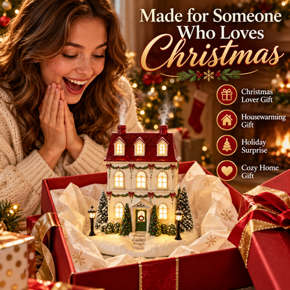 🏠 Christmas House Aroma Diffuser – Gentle Mist & Glowing Windows