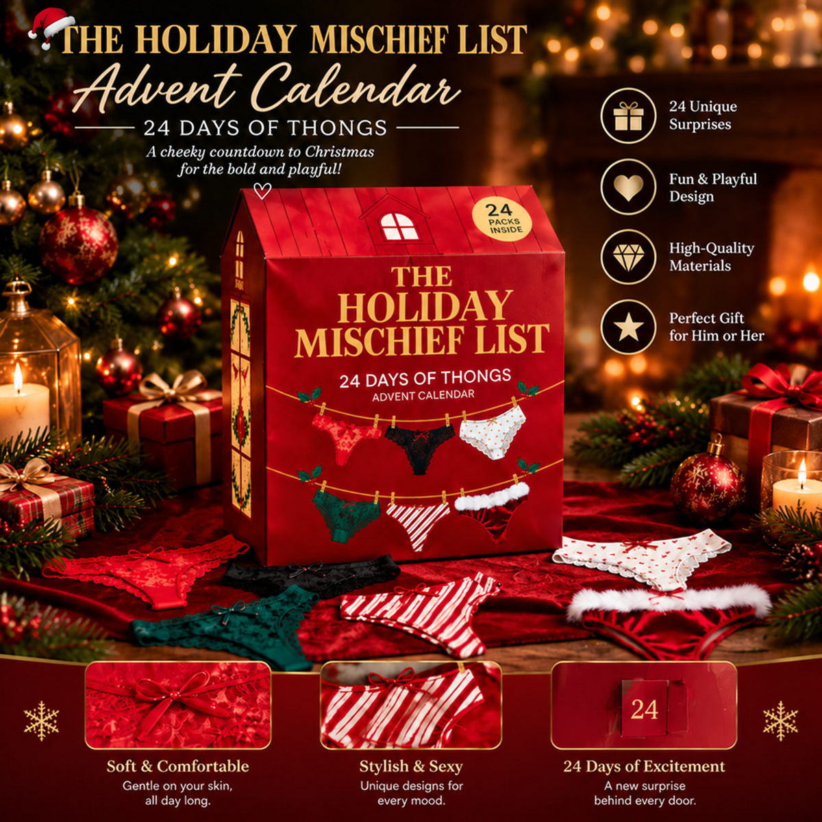 🎁 🔥24 Days of Temptation™ 🔥🎁– Luxury Lingerie Advent Calendar for Someone Special