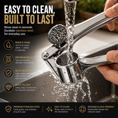 🧄 New Upgraded 6-in-1 Stainless Steel Garlic Press – Fresh Minced Garlic in Seconds