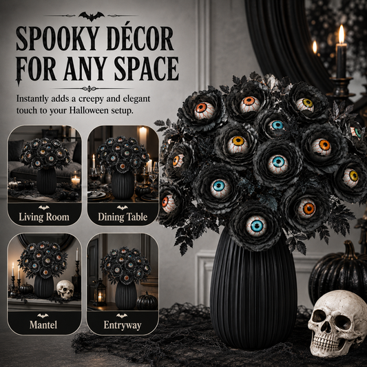 👁️ Creepy Eyeball Flower Bouquet – Gothic Halloween Artificial Floral Centerpiece for Home Décor