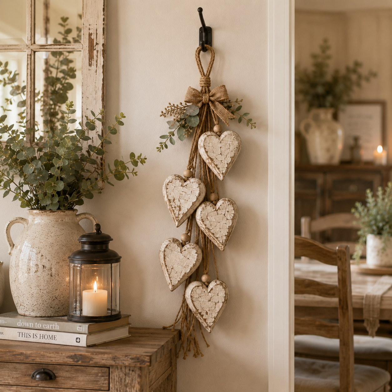 🤎 Handcrafted Hanging Heart Wall Decor – A Heartwarming Gift for Every Home