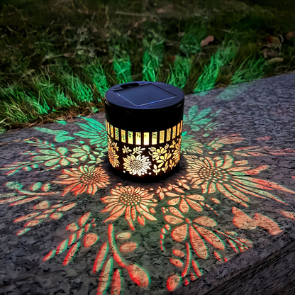 Solar Mandala Wall Light Outdoor Garden Fence Projector Lamp Patio Ambient Decor