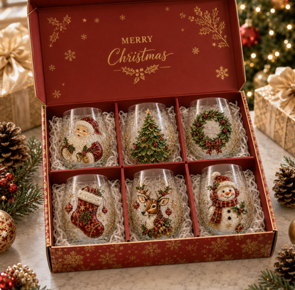 🎄✨ 3D Christmas Glass Art Cup | Luxury Raised Holiday Glassware for Drinks, Decor & Christmas Gifts 🎁