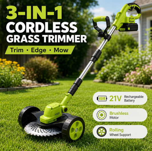 🔥FLASH SALE SAVE 55% OFF🌿21V 3-in-1 Cordless Trimmer Edger Mini Mower (2 Batteries Included)
