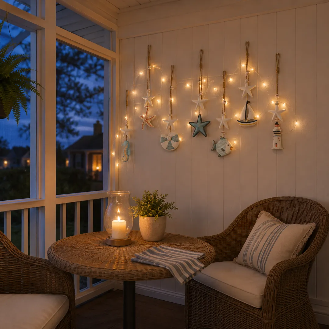 Seaside Glow Wall Hangings — Set of 7💙 Bring the Quiet Charm of the Coast Into Your Home 🌴🐚