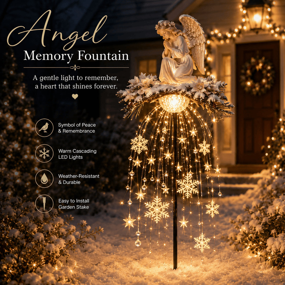 🎉49% OFF This Week Promotions❤️ Cardinal Memory Fountain – Lighted Christmas Remembrance Garden Decor