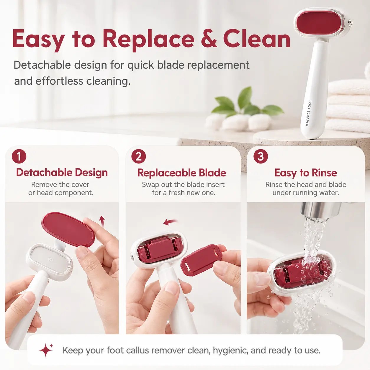 Dual‐Sided Foot Callus Remover, Replaceable Stainless Steel Blade Foot Scraper 🦶