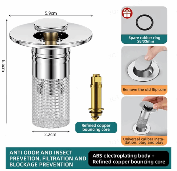 Offer ends TODAY!-🔥Pop Up Sink Drain Strainer----🛀Removes odors and prevents blockages