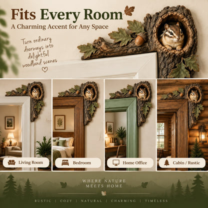 ⏰LAST DAY 50% OFF 🐿️ Chipmunk Tree Hollow Door Topper | Woodland Animal Doorway Decor For Cozy Nature Homes