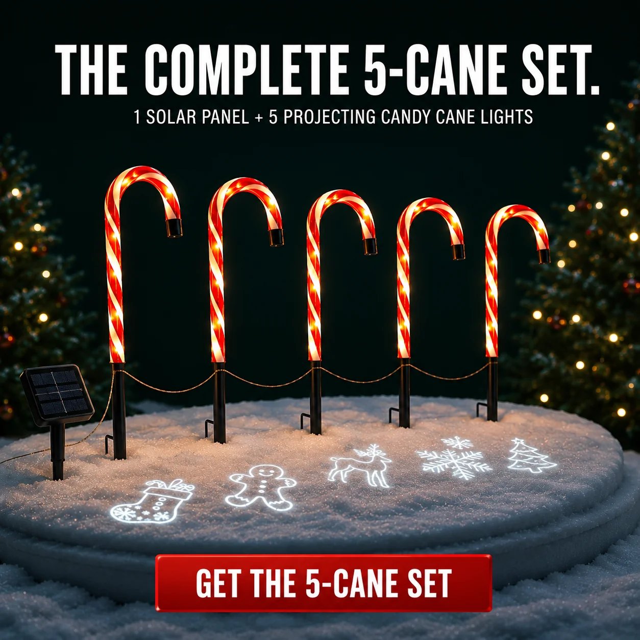 ✨🎄Solar Candy Cane Projector Pathway Lights – Light the Way to Christmas