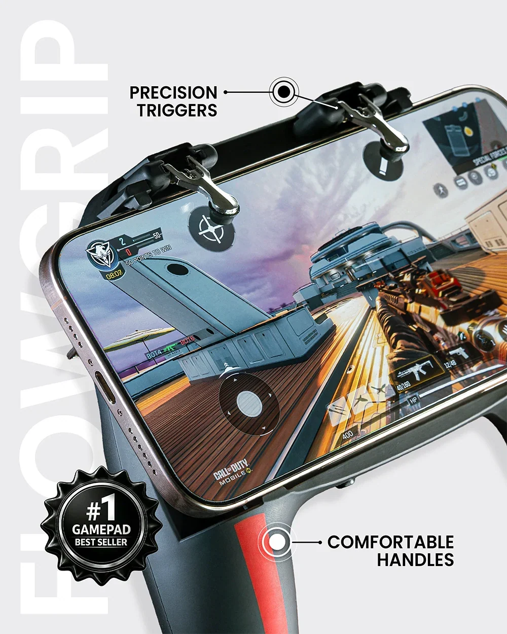 Mobile Game Controller with 5000mAh Power Bank & Cooling Fan & Gaming Grip Gamepad for 4.7-7" Android iOS Phone
