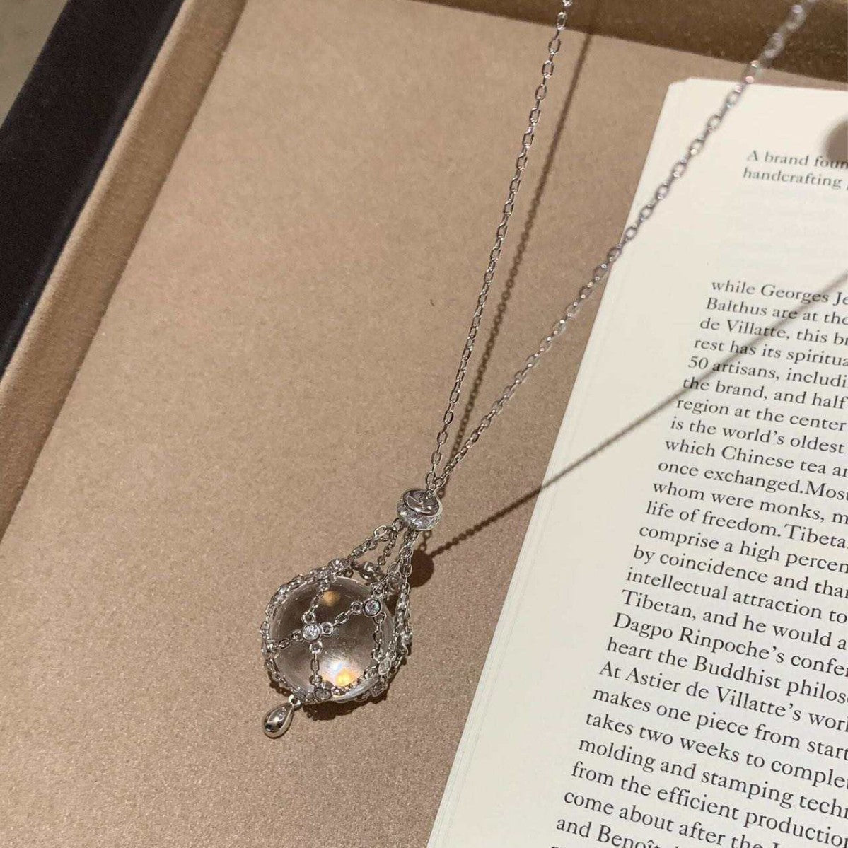 Celestial Crystal Cage Pendant Necklace
