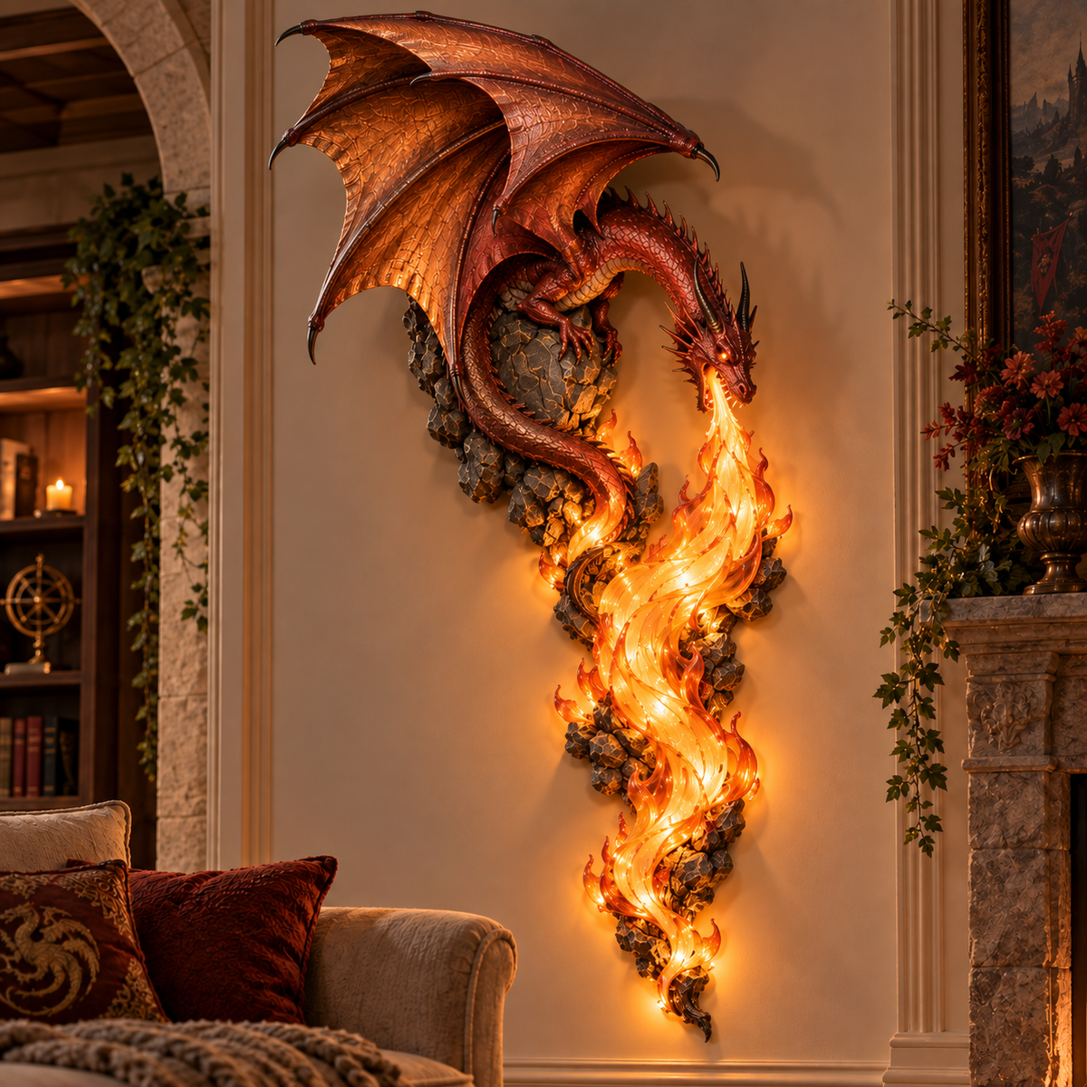 🔥Last Day 49% OFF -🐉 Dragonfire Guardian  Wall Sconce – A Legendary Flame Awakens On Your Wall 🔥