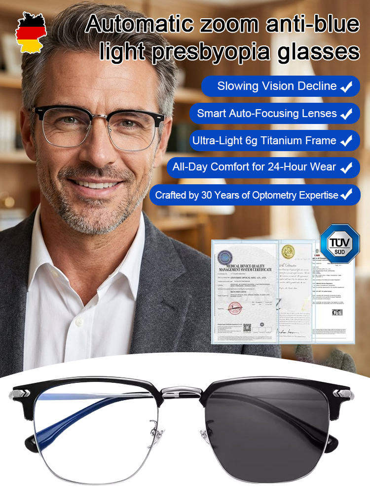 Auto-focus blue light blocking reading glasses