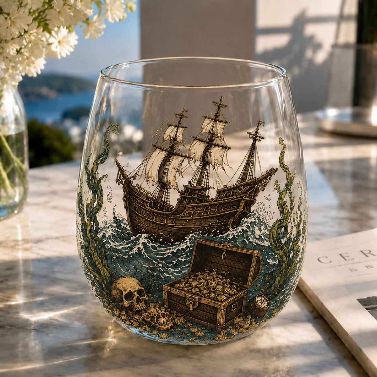 🌊 7-Piece Legendary Ocean Treasure Crystal Set for Whiskey Lovers & Home Bar Collectors ⚓✨