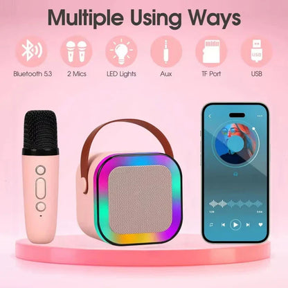 🔥🔥🔥Hot Sales of The Season - K12 Portable Bluetooth Karaoke Speaker System with Microphones
