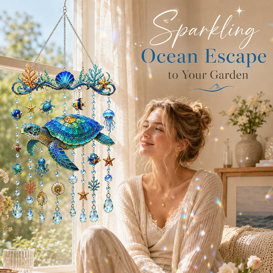 🌊 Sparkling Ocean Suncatcher – Dolphin, Whale & Sea Turtle Hanging Decor ✨
