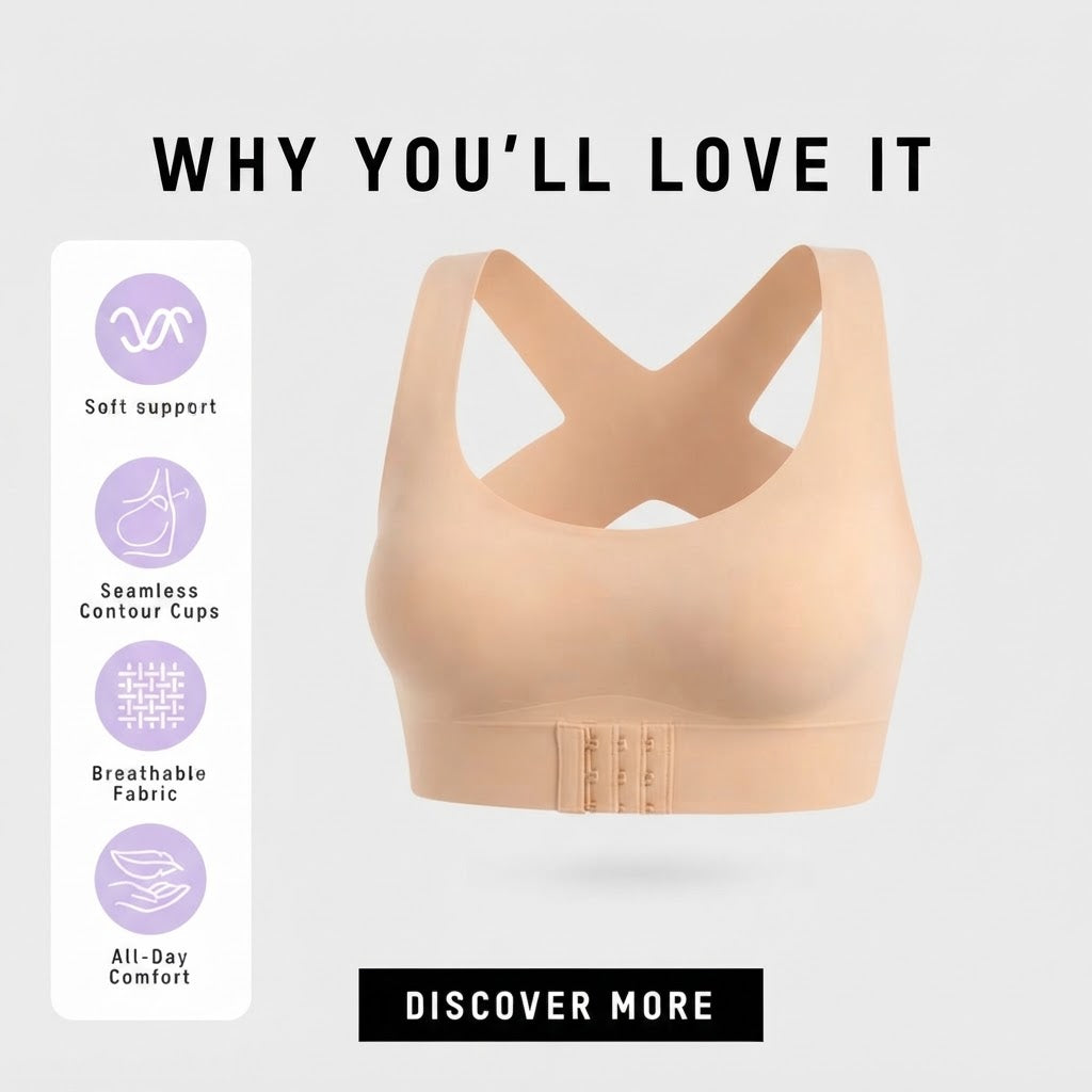 ✨50% OFF NOW! 👙 Front Closure Cross-Back Wireless Posture Bra – Ultra Push-Up, All-Day Comfort & Natural Lift for a Slimmer, Taller Silhouette 💖