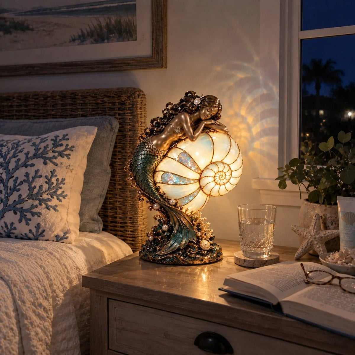 ✨ Moon Tide Mermaid Nautilus Lamp🐚✨