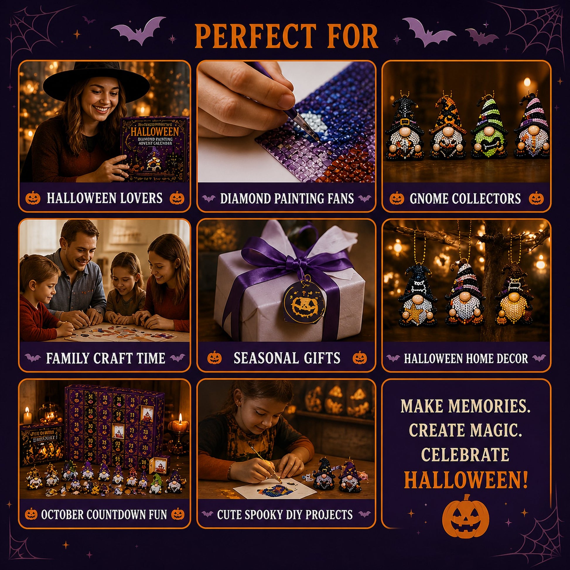 🔥HOT SALE 50% OFF - 🎃✨ 31 Days of Gnome Surprises Halloween Diamond Painting Advent Calendar