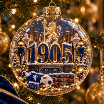 🎄Keep the Blue Flag Flying High Light-Up Football Heritage Diorama Ornament