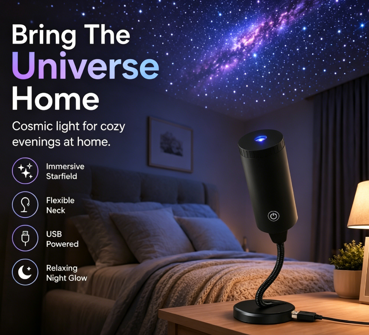 ✨ HD Galaxy Projection Lamp- Turn Any Room Into a Stunning Galaxy
