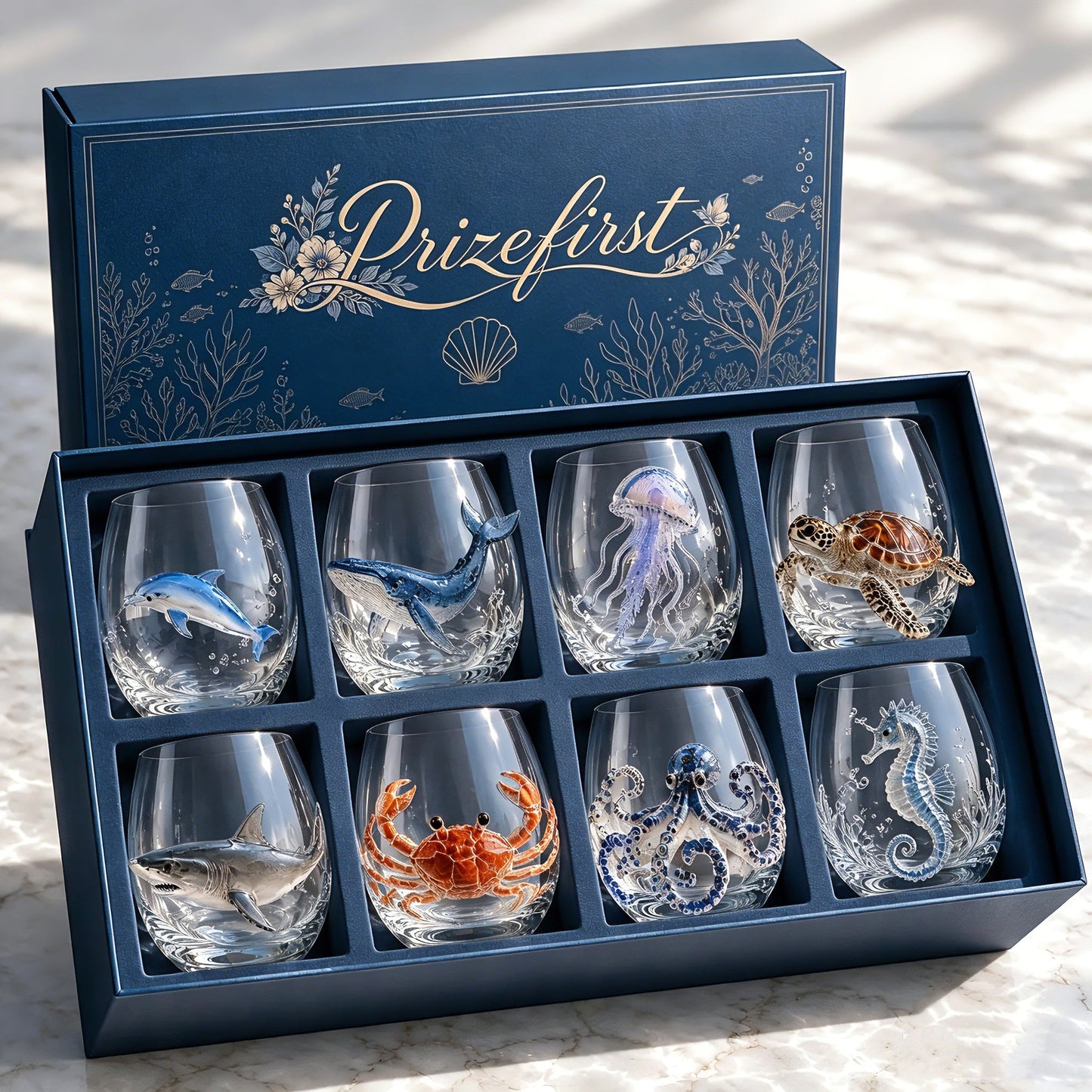🌊 Artisanal 3D Ocean Life Glass – A Tiny Underwater World in Every Sip ✨