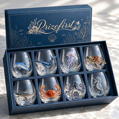 🌊 Artisanal 3D Ocean Life Glass – A Tiny Underwater World in Every Sip ✨