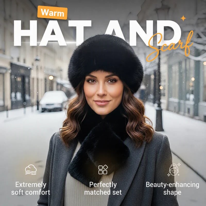 Winter Plush Thickened Scarf and Hat Warm Set