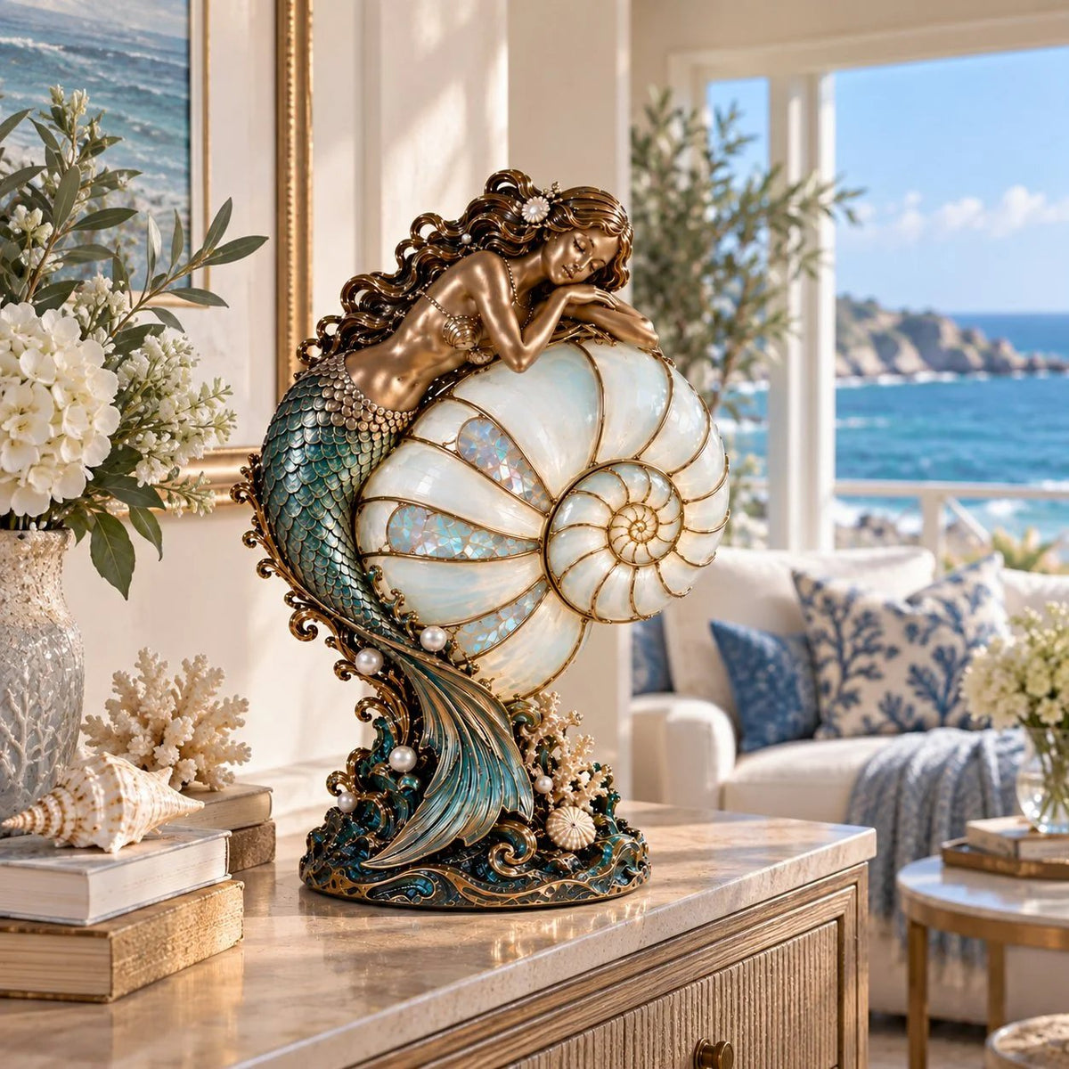 ✨ Moon Tide Mermaid Nautilus Lamp🐚✨
