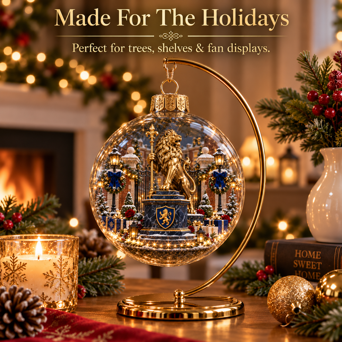 🎄Keep the Blue Flag Flying High Light-Up Football Heritage Diorama Ornament