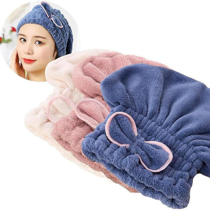 🧖‍♀️✨ 3PC Microfiber Hair Towel Caps – Ultra-Soft, Absorbent & Fast-Drying