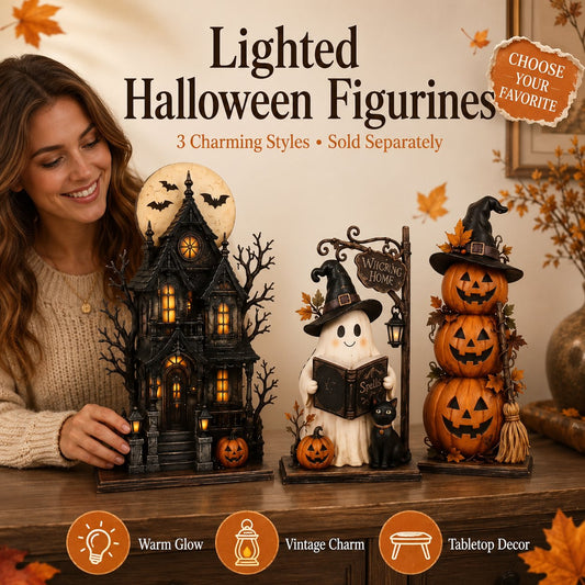 🔥Last Day 49% OFF - 🧙🖤🎃 Enchanted Halloween Haunted House Light-Up Figurine Collection