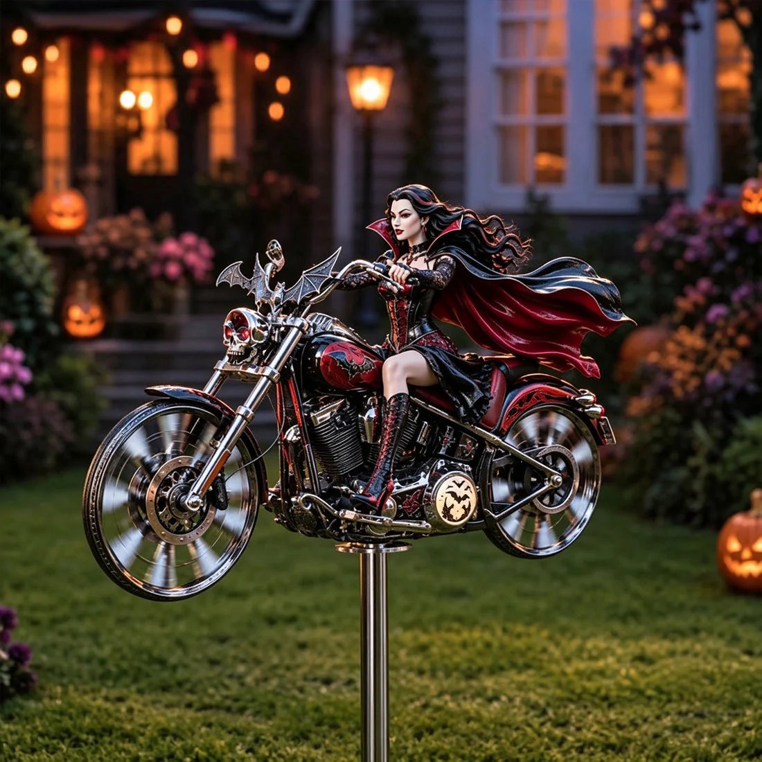 🎃 Halloween Motorcycle Garden Windmill 🏍️