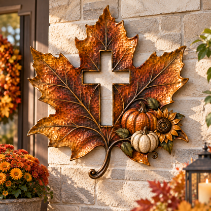 🍂Cross Maple Leaf Fall Metal Wall Decor