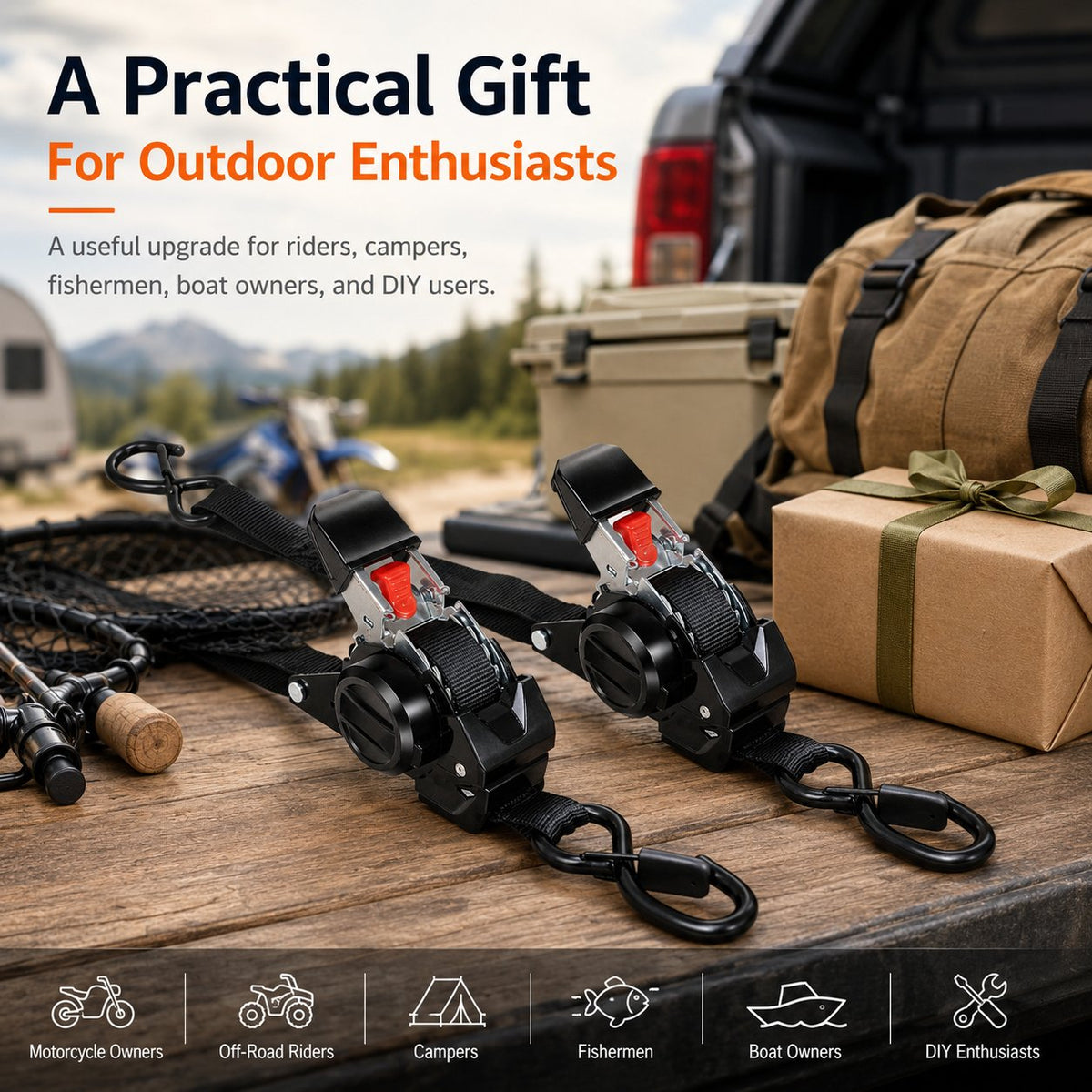 ⏰Today 52% OFF Sale🔥Dual-end Retractable Ratchet Tie Down Straps