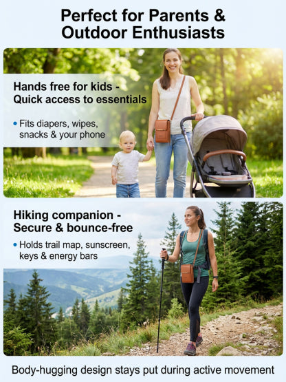 【Multi-Functional Touchscreen Zipper Pouch】Smart Touch Crossbody: 1S access to phone, No more dropped screens!