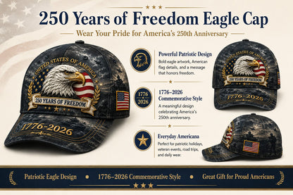 ✨250 Years of Freedom Eagle Cap | Patriotic Vintage Baseball Hat – 1776–2026 American Tribute Edition