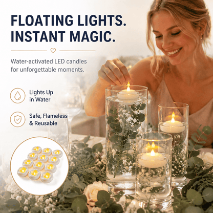 🕯️Water-Activated Flameless Floating LED Candles – Romantic Waterproof Glow for Any Occasion