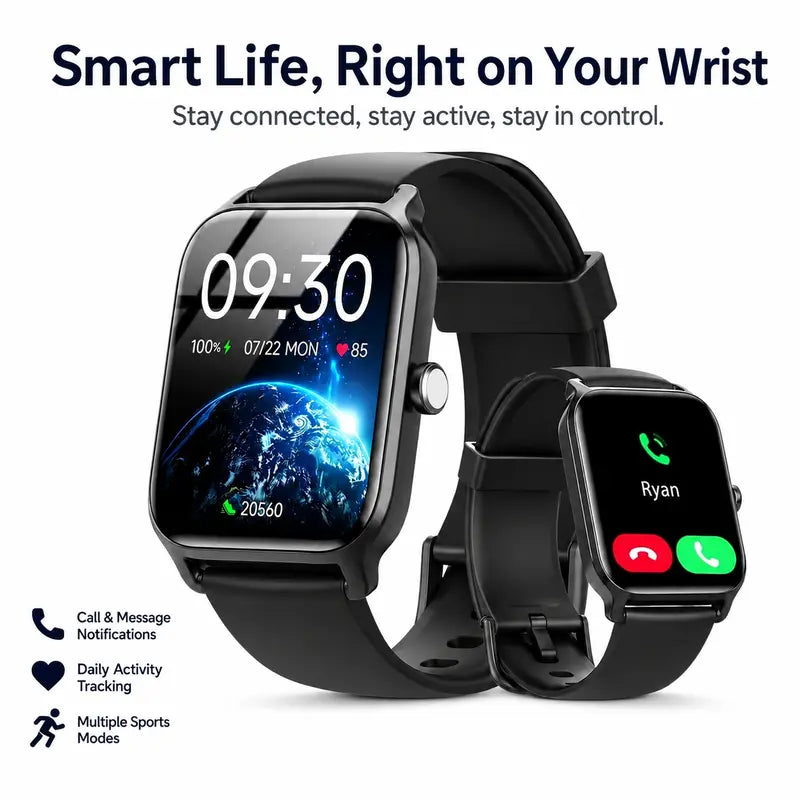 🎁This unisex smartwatch features a large touchscreen and a full suite of features, including message notifications, a pedometer, an alarm clock, a timer, music control, a comfortable strap, and compatibility with most iOS and Android smartphones.