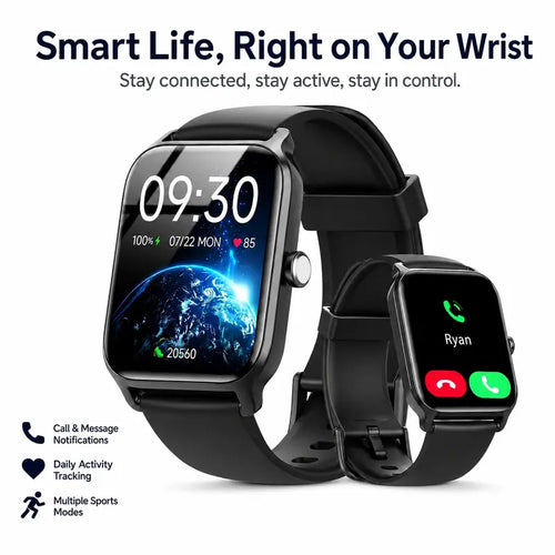 🎁This unisex smartwatch features a large touchscreen and a full suite of features, including message notifications, a pedometer, an alarm clock, a timer, music control, a comfortable strap, and compatibility with most iOS and Android smartphones.