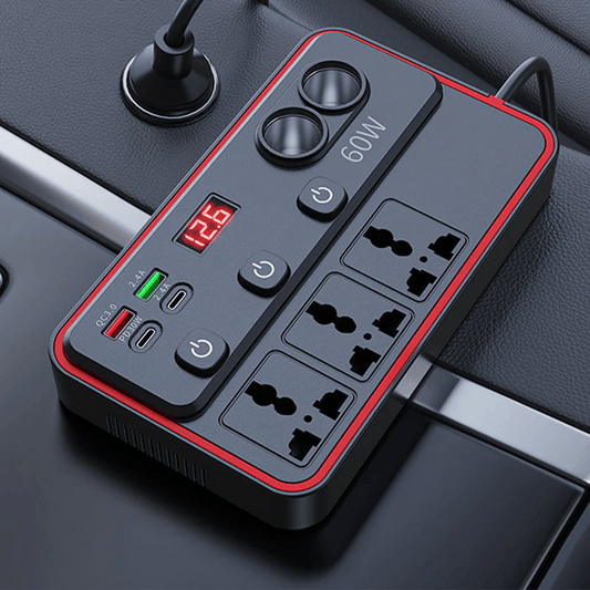 Multifunctional Car Charger with AC Outlets & USB